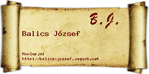 Balics József névjegykártya